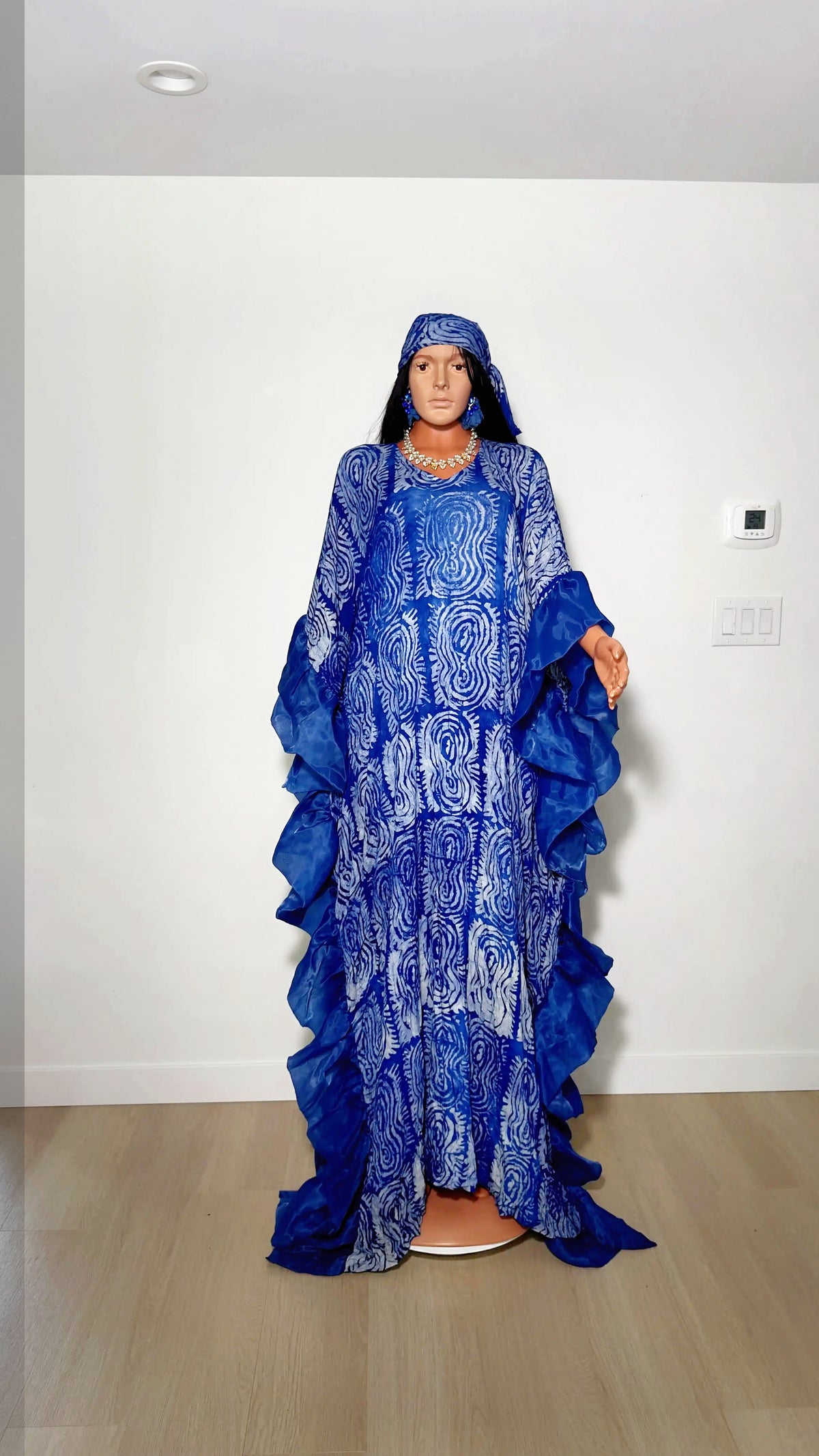 Adire Bubu dress with ruffles