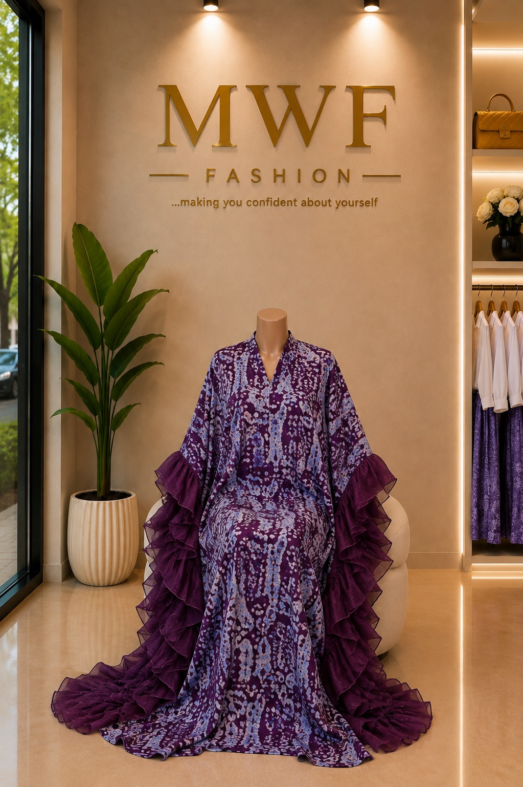 The Adire Bubu Dress — Burgundy