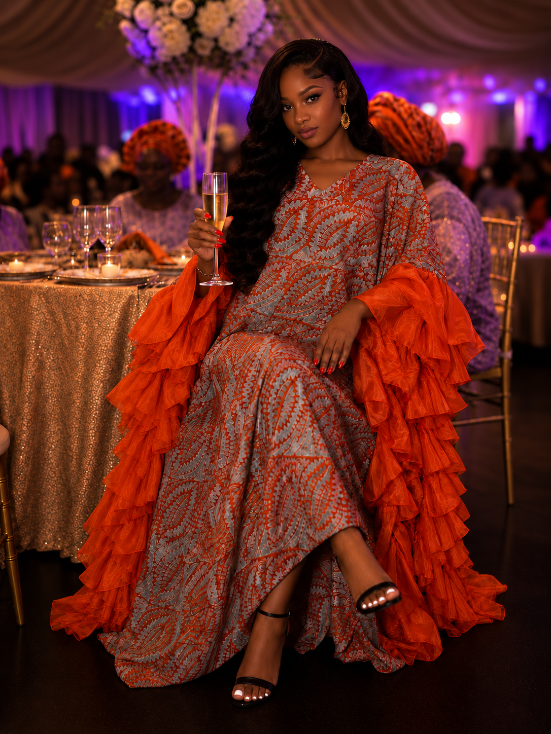 Adire Bubu with Ruffles. One Size, Endless Grace