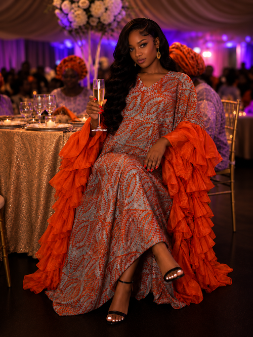 Adire Bubu with Ruffles. One Size, Endless Grace
