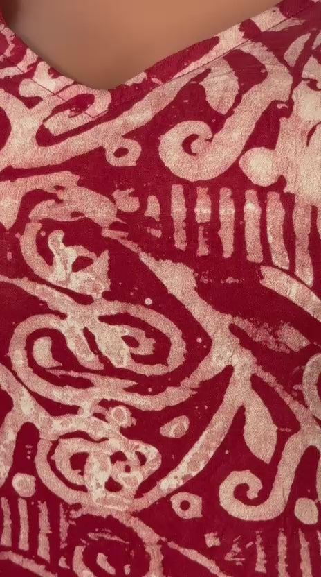 The Adire Bubu Dress — Reddish Pink (with Matching Scarf)